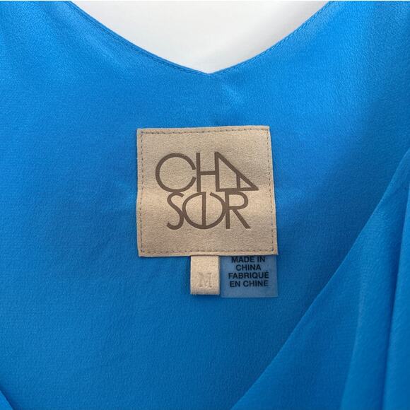 NWOT Chaser Spaghetti Strap Flutter Sleeve Off-Shoulder Top, Blue, Women's Med - Picture 3 of 3